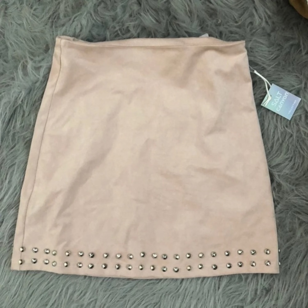 Light pink suede skirt
